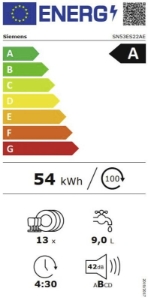 Siemens SN53ES22AE Geschirrspüler Einbau teilintegriert 60 cm 