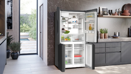 Siemens KF96DPXEA iQ700Side by Side mehrtürig NoFrost 183 x 90.5 cm, Gebürsteter schwarzer Stahl