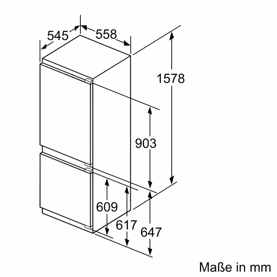 Siemens KI77SXFE0 iQ500, Einbau-Kühl-Gefrier-Kombination  mit Gefrierbereich unten, 157.8 x 55.8 cm, Flachscharnier