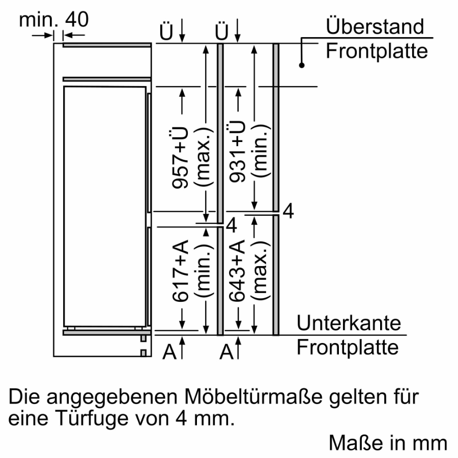 Siemens KI77SXFE0 iQ500, Einbau-Kühl-Gefrier-Kombination  mit Gefrierbereich unten, 157.8 x 55.8 cm, Flachscharnier