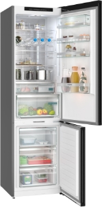 Siemens KG39NSBBF IQ700 Kühl-Gefrierkombination 203 x 60 cm, Schwarz Tür aus schwarzem, satinierten Glas