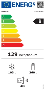 Siemens KG39NSBBF IQ700 Kühl-Gefrierkombination 203 x 60 cm, Schwarz Tür aus schwarzem, satinierten Glas