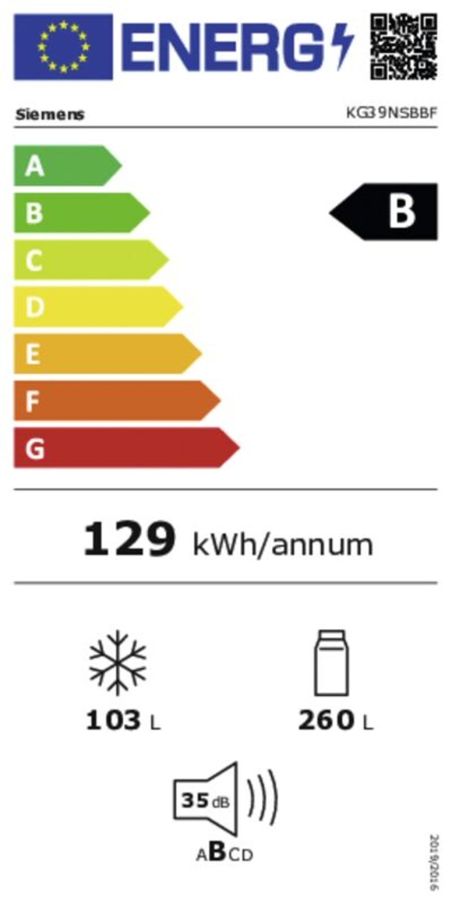 Siemens KG39NSBBF IQ700 Kühl-Gefrierkombination 203 x 60 cm, Schwarz Tür aus schwarzem, satinierten Glas