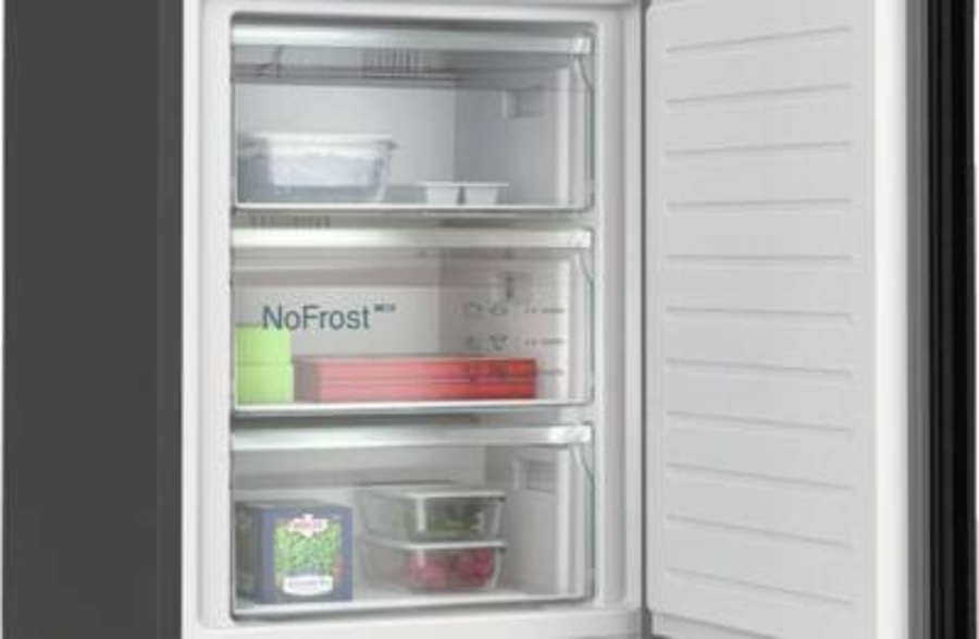 Siemens KG39NSBBF IQ700 Kühl-Gefrierkombination 203 x 60 cm, Schwarz Tür aus schwarzem, satinierten Glas