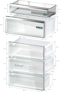 Siemens KG49NSBBF IQ700 Kühl-Gefrierkombination 203 x 70 cm, Schwarz Tür aus schwarzem, satinierten Glas