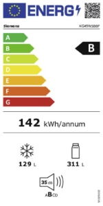Siemens KG49NSBBF IQ700 Kühl-Gefrierkombination 203 x 70 cm, Schwarz Tür aus schwarzem, satinierten Glas