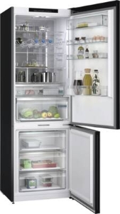Siemens KG49NSBBF IQ700 Kühl-Gefrierkombination 203 x 70 cm, Schwarz Tür aus schwarzem, satinierten Glas