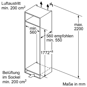 Siemens KI81RVFE0 Einbau-Kühlschrank, 177,5 x 56 cm Festtür 