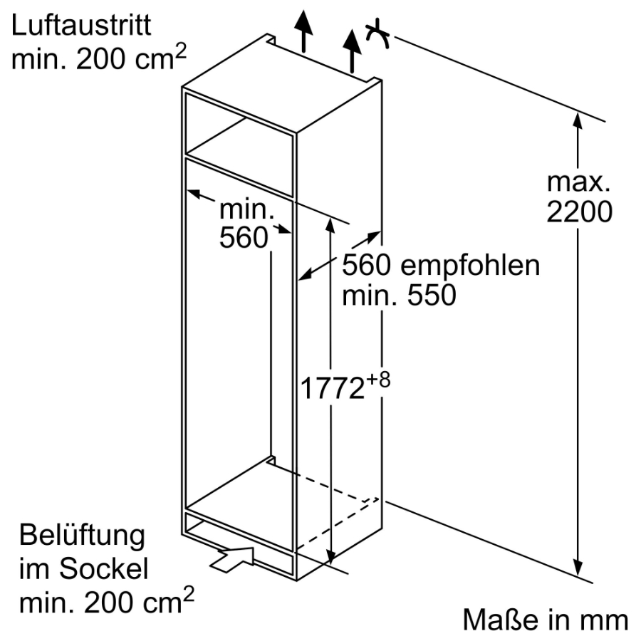 Siemens KI81RVFE0 Einbau-Kühlschrank, 177,5 x 56 cm Festtür 