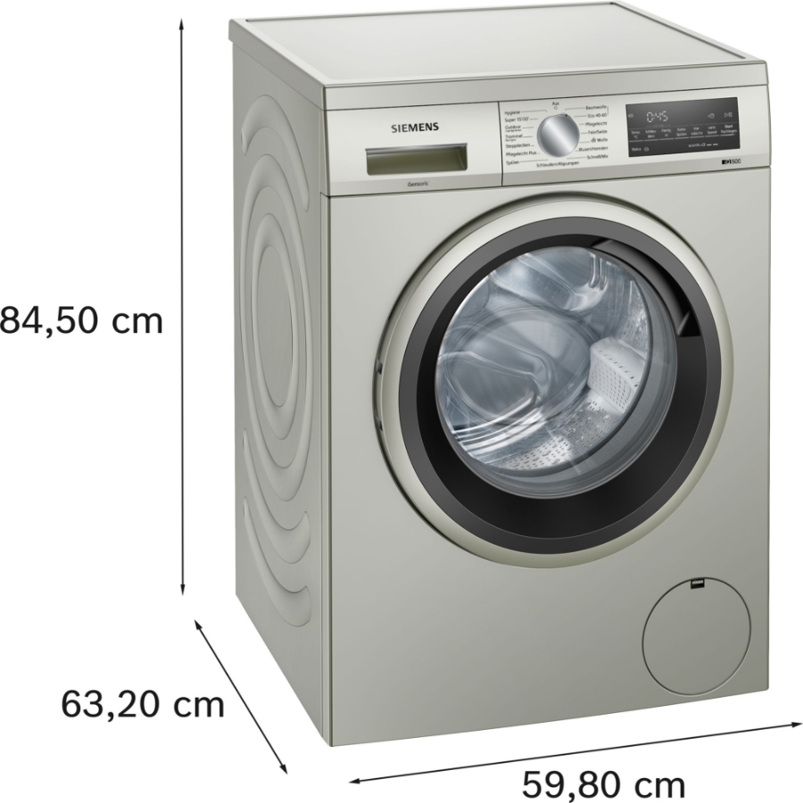 Siemens WU14UTS8 IQ500 Waschmaschine Stand unterbaufähig 9kg 1400  U/min,Silber-inox