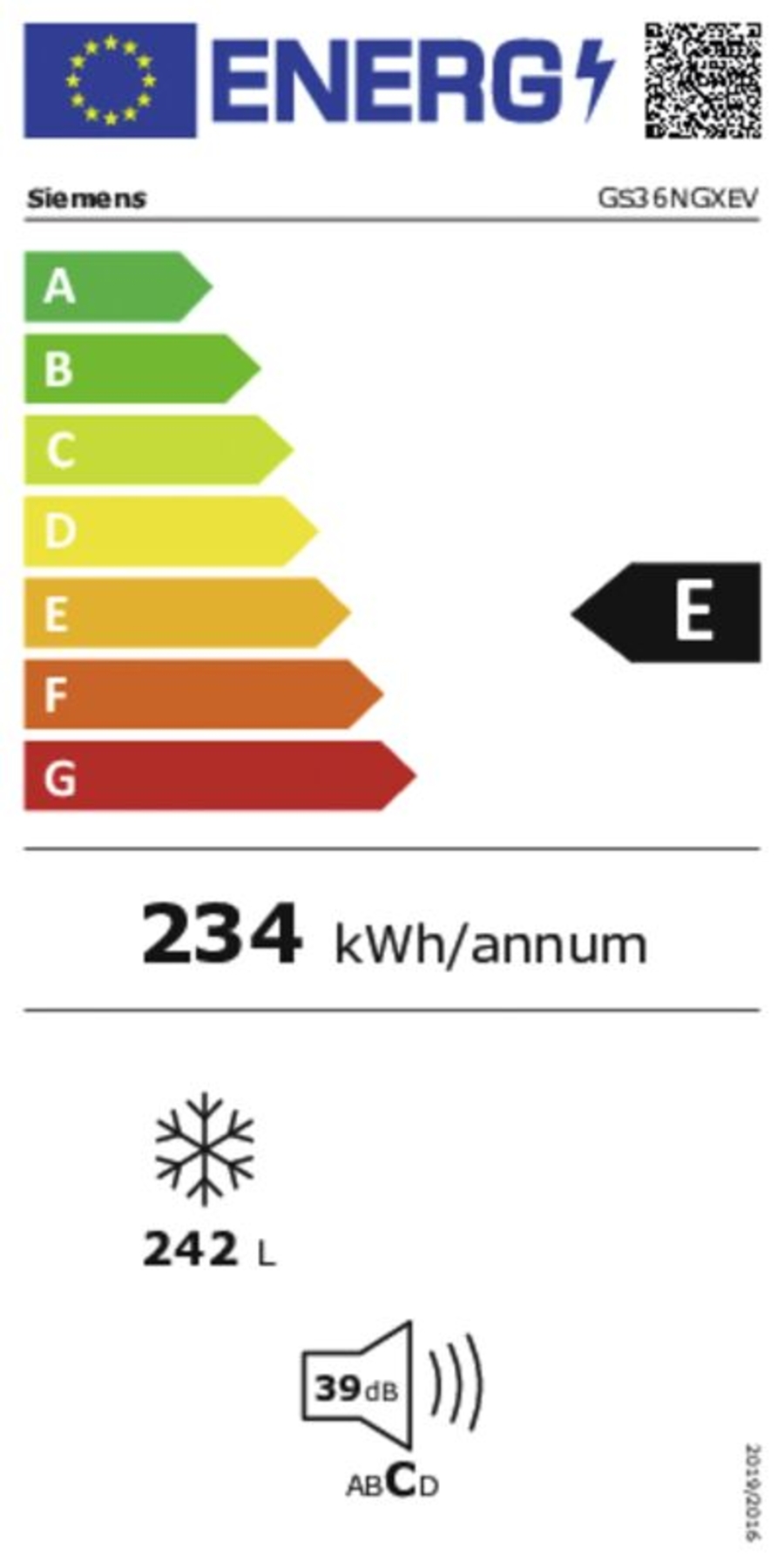 Siemens GS36NGXEV Gefrierschrank Stand  NoFrost Schwarz   186 x 60 cm