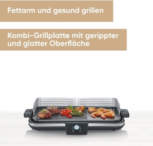 Severin PG 8564 Tischgrill, Plancha, 2300 Watt, stufenlose  Temperatureinstellung, 50x30 cm