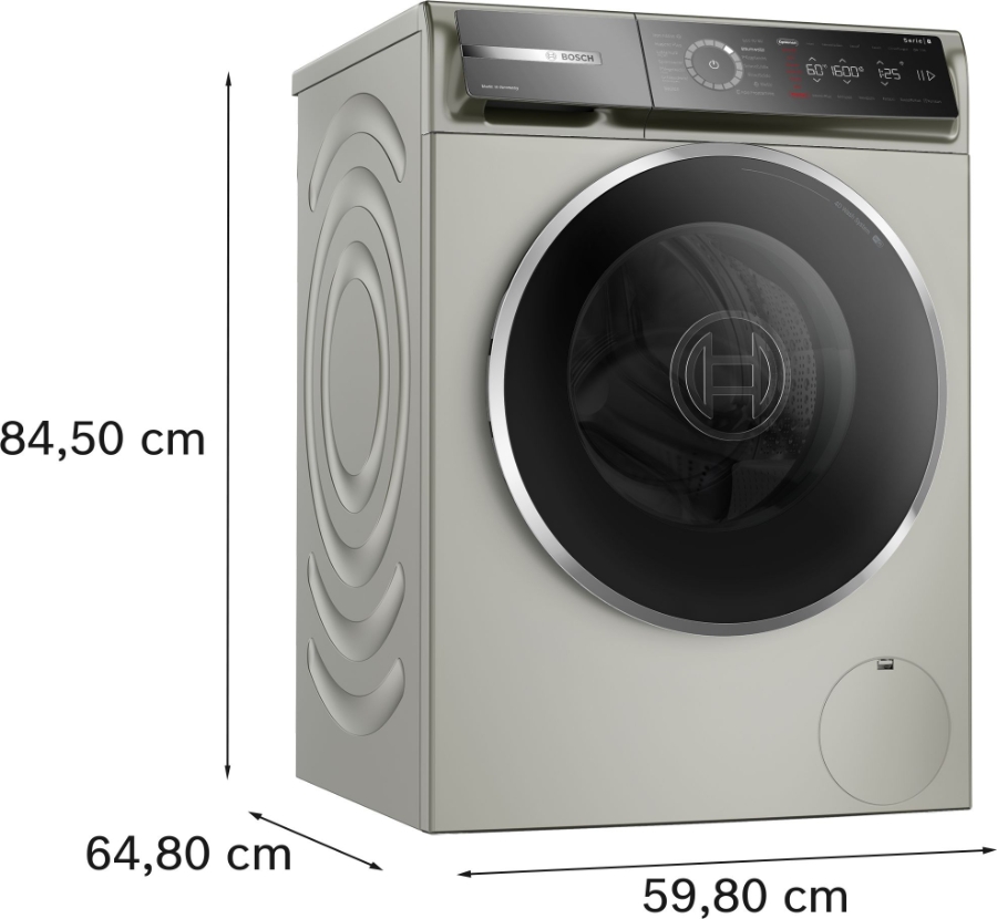 Bosch WGB2560X1 Serie 8, Waschmaschine Frontlader 10 kg 1600 U/min., Silber-inox