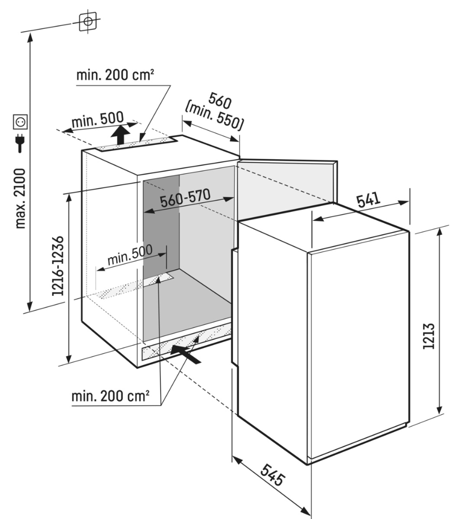 Liebherr IRSe 4101-22 Pure Kühlschrank mit Gefrierfach 122cm Nische Schlepptür