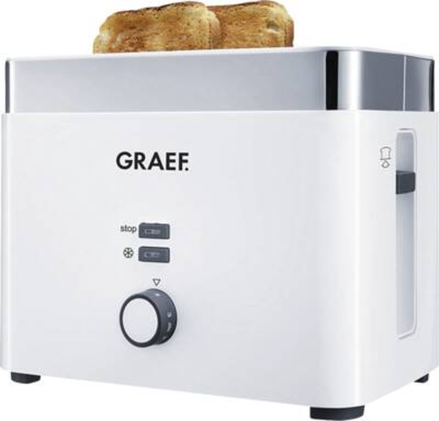 Graef TO 61 Toaster Weiss kompakt, für 2 Scheiben Toast 