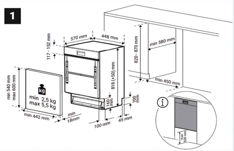 Beko BDSS25N20X Geschirrspüler Einbau 45 cm edeltstahl teilintegriert