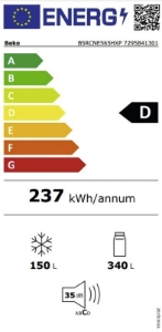 Beko B5RCNE565HXP Kühl-/Gefrierkombinationen Stand  70 cm breit NoFrost,490 Liter