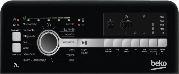 Beko BTL1WFP10724AT  Waschmaschine, Toplader, 1-7 kg, 1200 U/min Digital Display