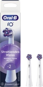 Oral-B iO Aufsteckbürsten Strahlendes Weiss 2er, für elektrische Oral-B iO Zahnbürsten, Zahnaufhellung, Weiß