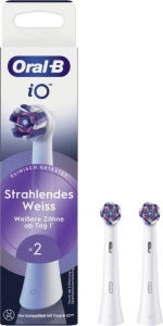 Oral-B iO Aufsteckbürsten Strahlendes Weiss 2er, für elektrische Oral-B iO Zahnbürsten, Zahnaufhellung, Weiß