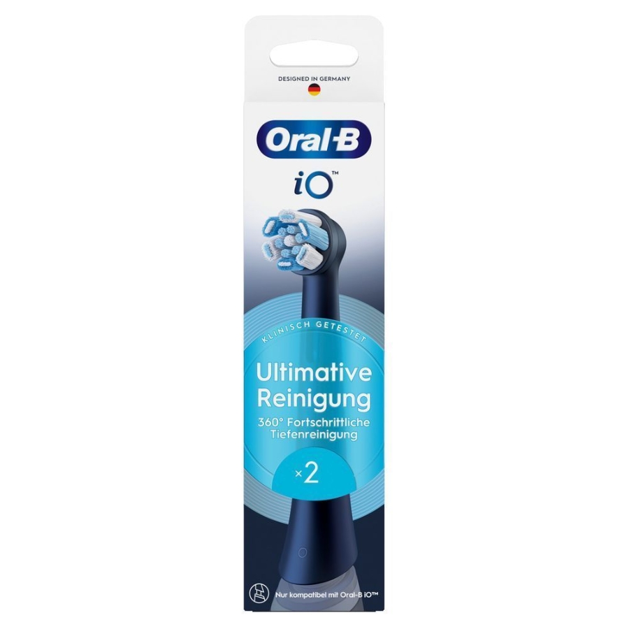 Oral-B Aufsteckbürsten iO Ultimative Reinigung Schwarz 2er für elektrische Oral-B iO Zahnbürsten, 