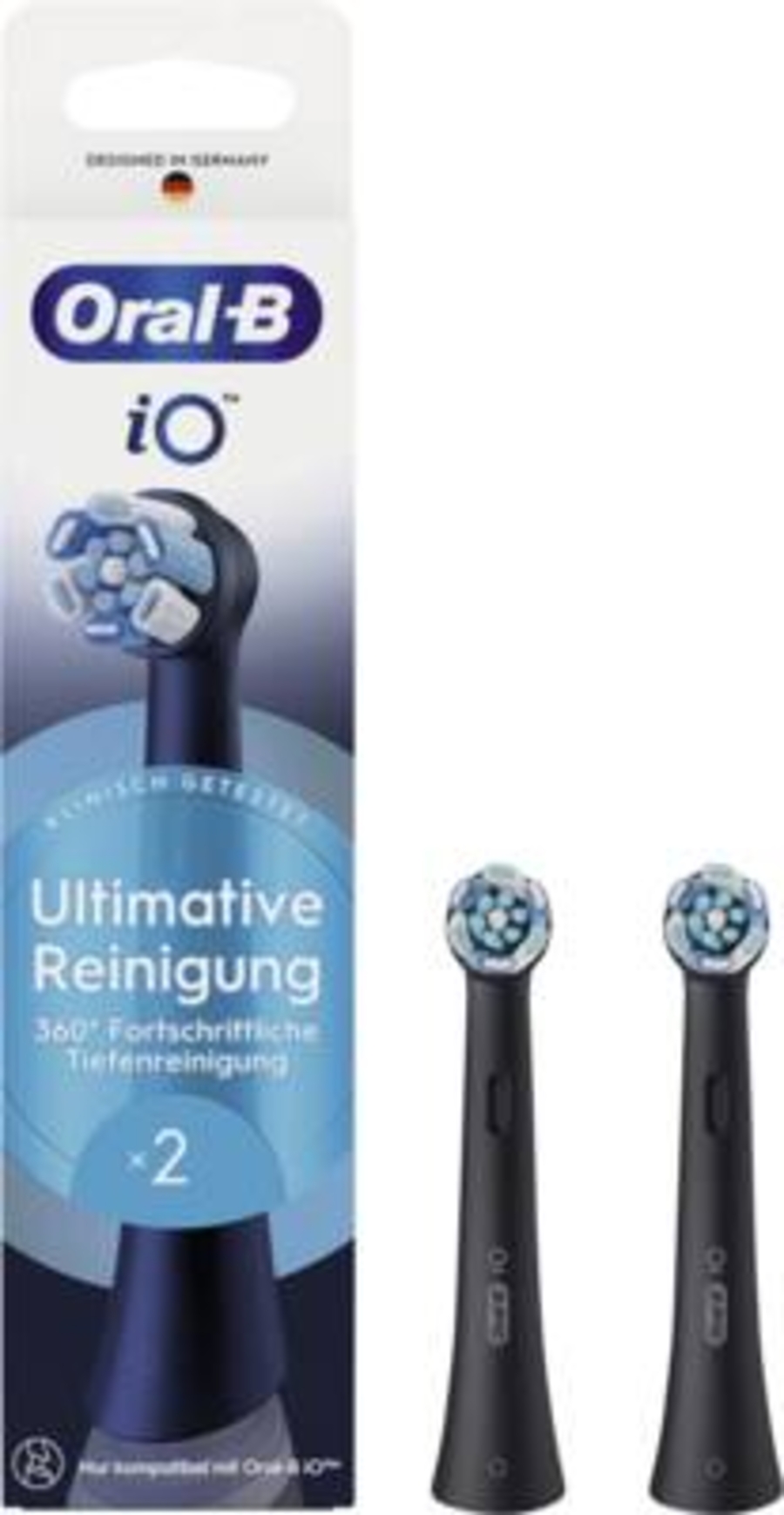 Oral-B Aufsteckbürsten iO Ultimative Reinigung Schwarz 2er für elektrische Oral-B iO Zahnbürsten, 