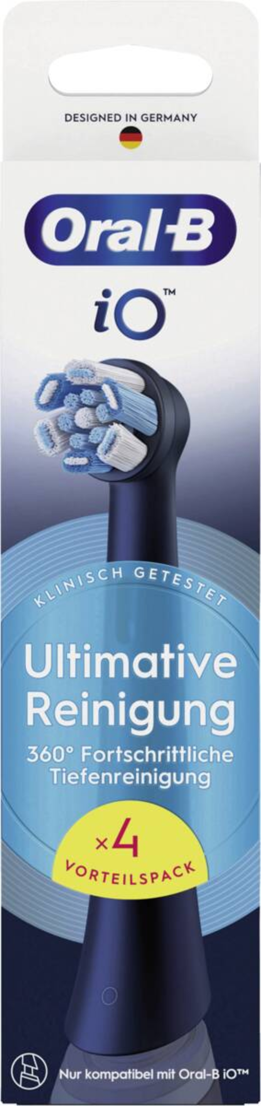 Oral-B Aufsteckbürsten iO Ultimative Reinigung Schwarz 4er für elektrische Oral-B iO Zahnbürsten, 