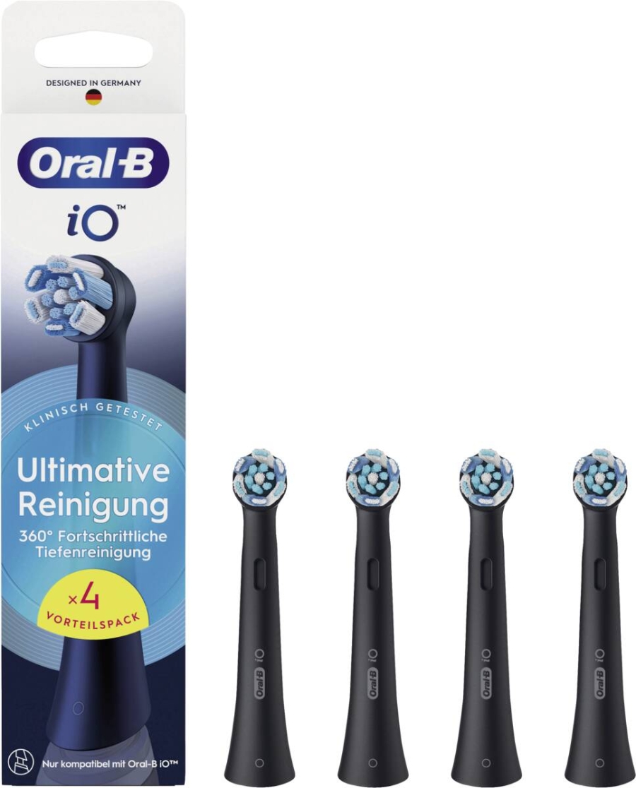 Oral-B Aufsteckbürsten iO Ultimative Reinigung Schwarz 4er für elektrische Oral-B iO Zahnbürsten, 