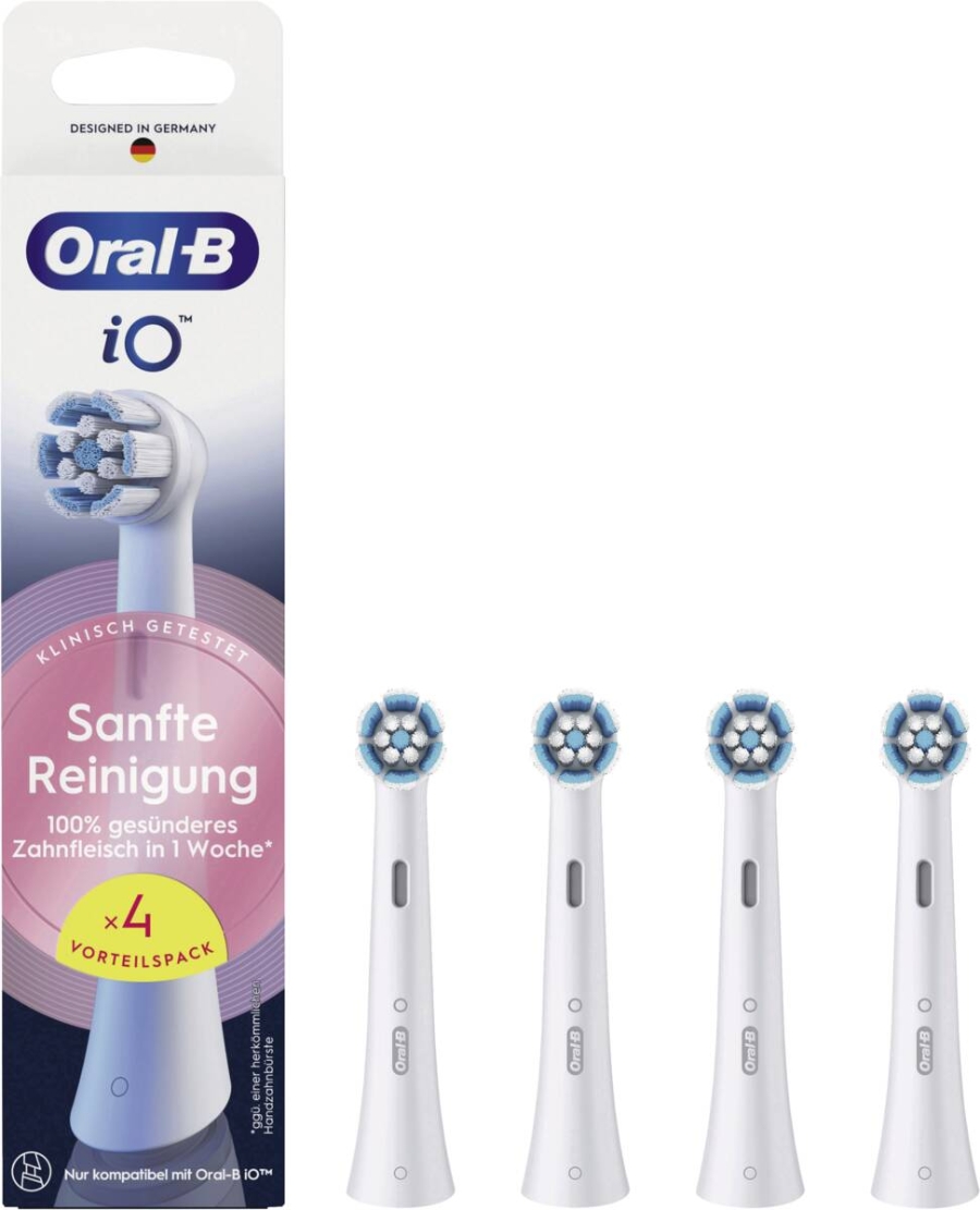 Oral-B Aufsteckbürsten iO Sanfte Reinigung 4er geeignet für empfindliches Zahnfleisch