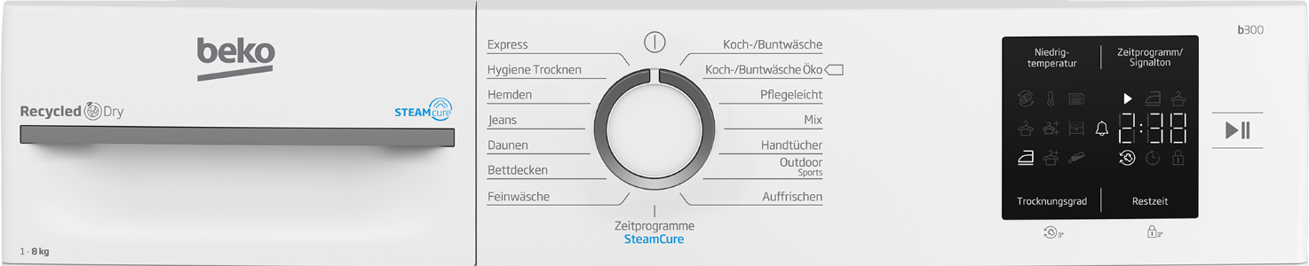 Beko BM3T3829W Wärmepumpentrockner, 8 kg, Digital Display 