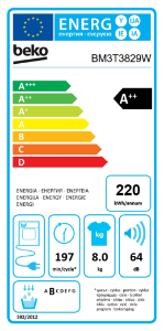Beko BM3T3829W Wärmepumpentrockner, 8 kg, Digital Display 
