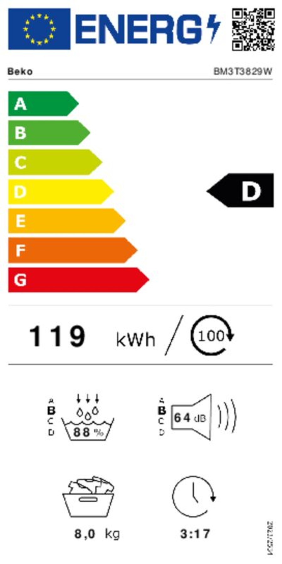 Beko BM3T3829W Wärmepumpentrockner, 8 kg, Digital Display 