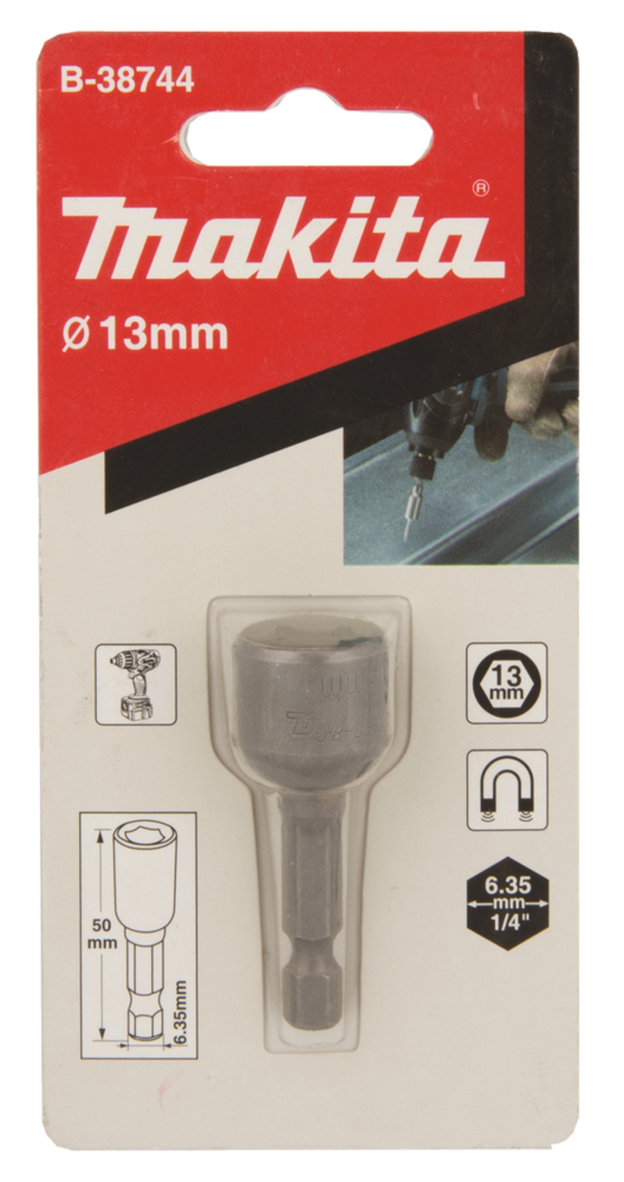 Makita B-38744  Steckschlüsselbit SW 13 13 x 50 mm • 1/4"