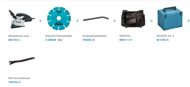 Makita SG1251J  Mauernutfräse  1.400 W • 125 mm • 6 - 30 mm