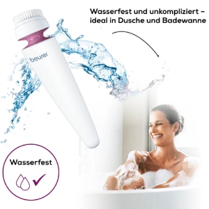 Beurer FC 95 Gesichtsbürste, porentiefe Reinigung 4 Bürstenaufsätze, wasserfest, mit Akku 