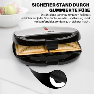 Clatronic WA 3670 Sandwichtoaster mit Wechselplatten 3 in  schwarz/edelstahl