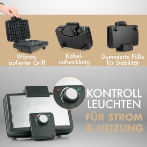 Clatronic Waffelautomat WA 3606 schwarz/edelstahl 800 W 