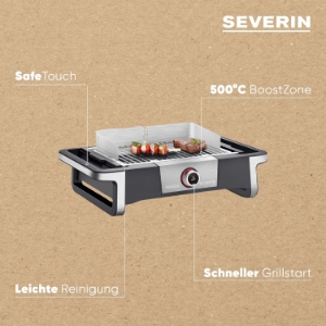 Severin PG 8114 SENOA DigitalBOOST Elektrogrill Schwarz-Silber 