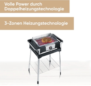 Severin PG 8118 SENOA DigitalBOOST S  Elektrogrill Schwarz-Silber