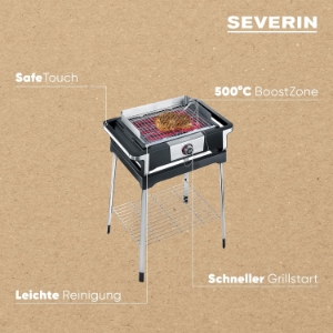 Severin PG 8118 SENOA DigitalBOOST S  Elektrogrill Schwarz-Silber