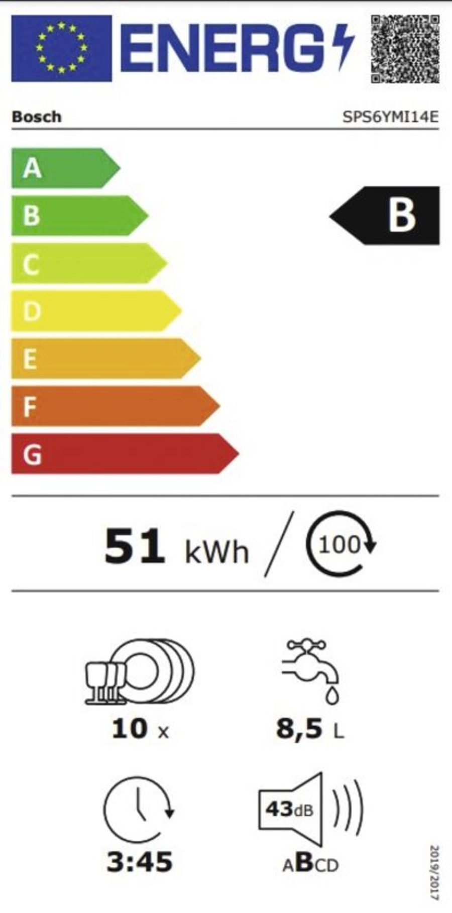 Bosch SPS6YMI14E Geschirrspüler Stand 45 cm Edelstahl  unterbaufähig mit Besteckschublade