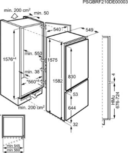 AEG OS5S161ES Einbau-Kühl-Gefrierkombi H:157,2cm B:54,8cm, E Schlepptüre 158cm Nische 