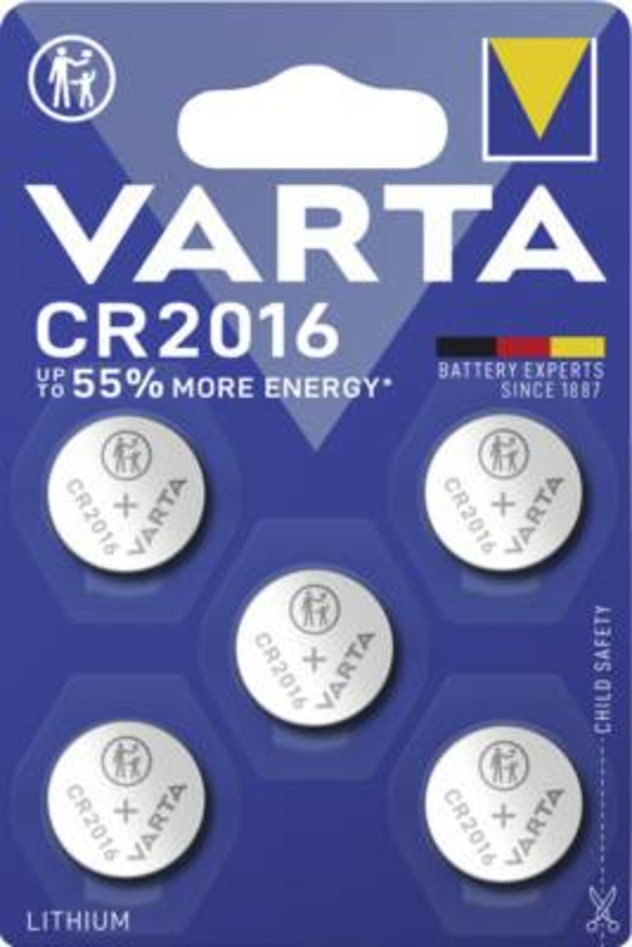 Varta CR 2016 Electronics 5-er Bilster Batterien 