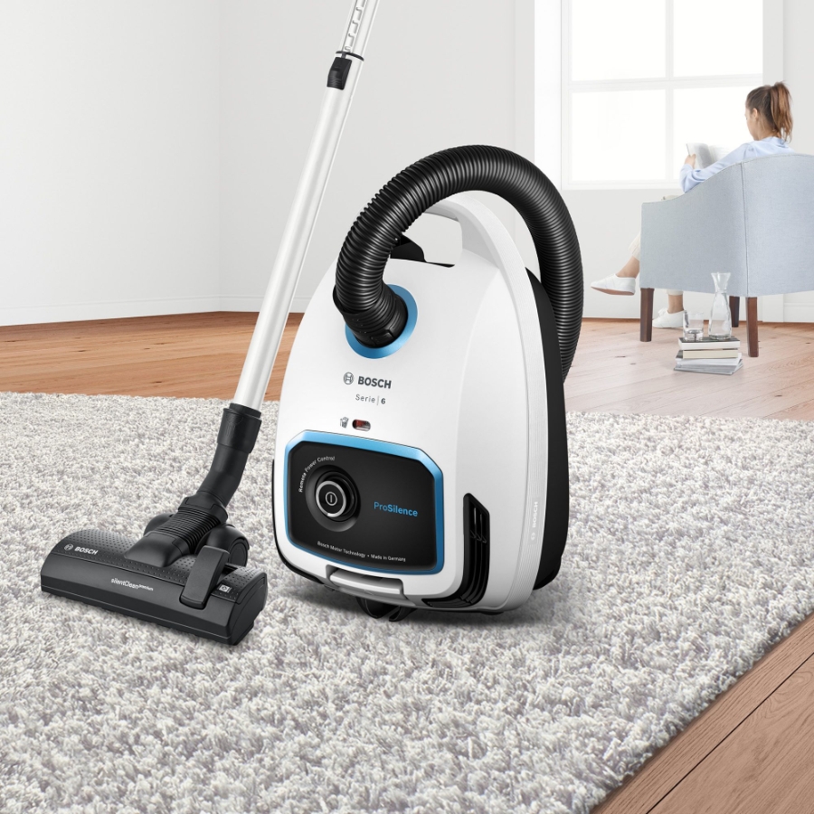 Bosch BGL6TSIL Serie 6, Staubsauger mit Beutel, ProSilence, Weiß 