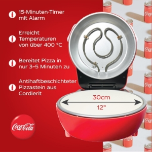 Coca-Cola SPM-800CC Perfekte Pizza in 3-5 Minuten | 30 cm Cordierit 400°C variable Temperatur