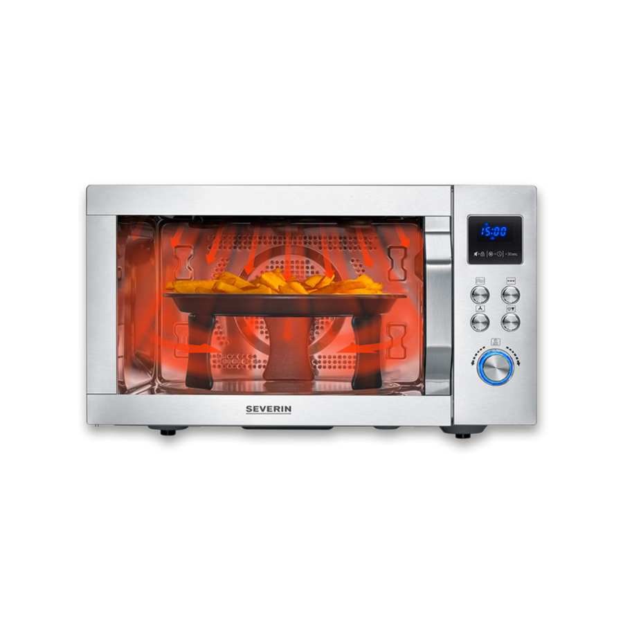 Severin MW 7918 Mikrowelle, 900 W, 25 L, Grill, Elektronik Air-Fryer-Funktion , inox