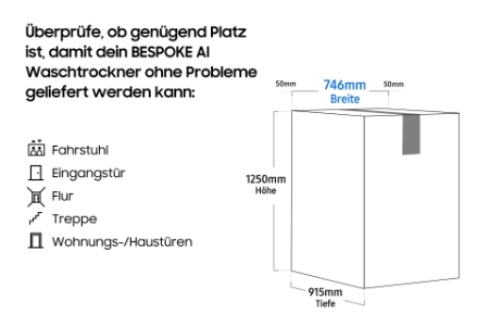 Samsung WD18DB8995BZT2 Waschtrockner 18/11 kg AI Waschen & Trocknen,App-Steuerung (Wi-Fi (WLAN)