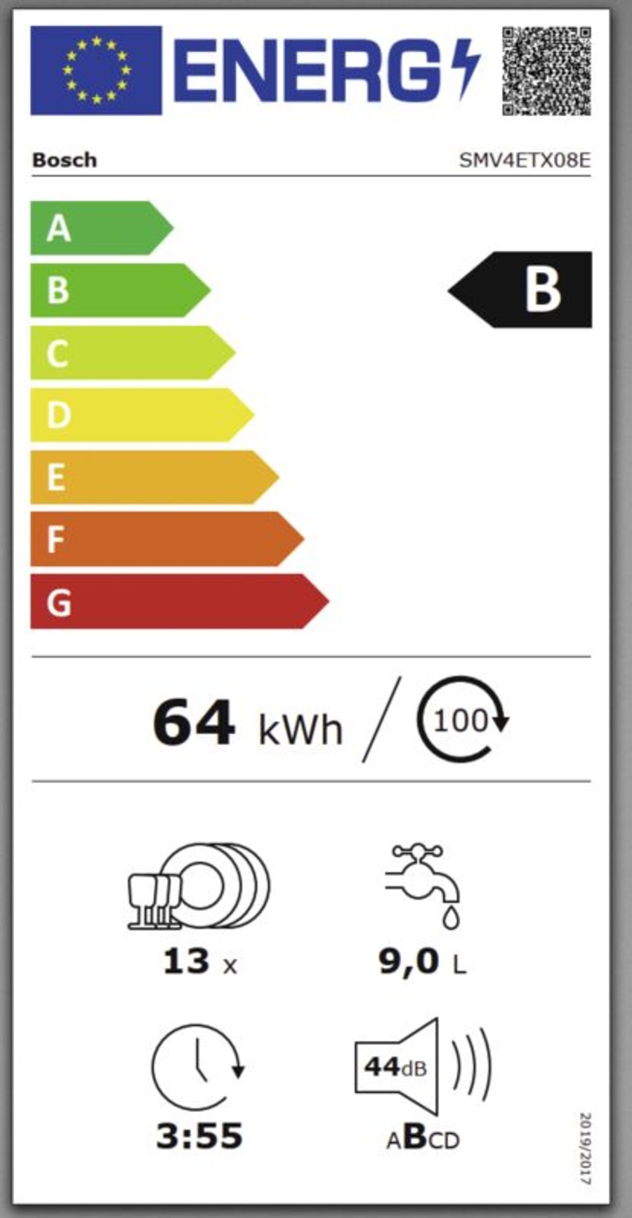Bosch SMV4ETX08E Serie 4 Geschirrspüler Einbau vollintegriert 60  cm,Efficient Dry,Info Light