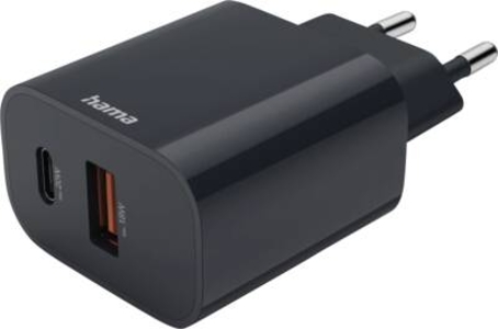 Hama 86441 Schnellladegerät, 1x USB-C, 1x USB-A, PD, 20 W Anthrazit