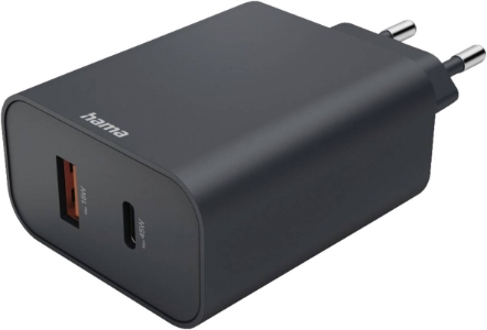 Hama 86444 Schnellladegerät, 1x USB-C, 1x USB-A, PD, 45 W Anthrazit